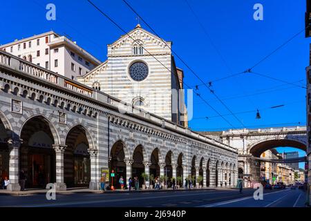 Abbaye de Santo Stefano, via XX Settembre, Genova (Gênes), Ligurie, Italie Banque D'Images