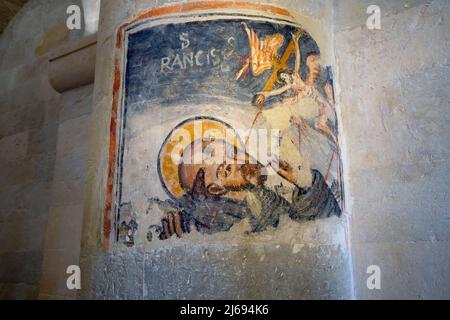 Fresques à l'intérieur de la crypte de la cathédrale d'Otrante. Otranto. La cathédrale catholique romaine, dédiée à l'Annonciation de la Vierge Marie. C'est l'archiep Banque D'Images