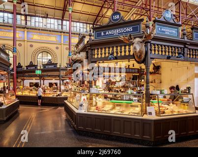 Ostermalms Saluhall, marché alimentaire, intérieur, Stockholm, Comté de Stockholm, Suède, Scandinavie Banque D'Images