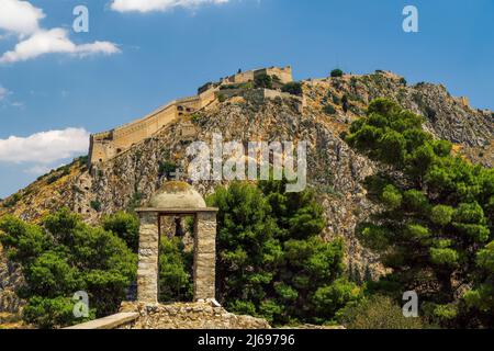 La citadelle de la forteresse de Palamidi datant du 18th siècle avec bastion sur la colline, Nafplion, Péloponnèse, Grèce, Europe Banque D'Images