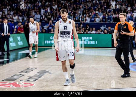 Sergio Rodriguez d'AX Armani Exchange Milan vu pendant les 2021/2022 Turkish Airlines EuroLeague playoffs jeu 4 entre Anadolu Efes et Milano au Sinan Erdem Dome. Score final; Anadolu Efes 75:70 Milan. (Photo de Nicholas Muller / SOPA Images / Sipa USA) Banque D'Images