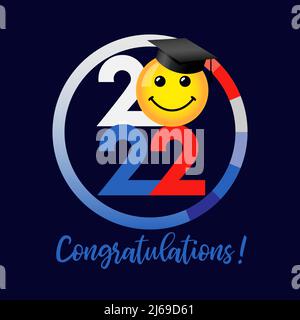Médaille pour la classe des diplômés de 2022. Icône ou bouton Creative. Affiche de couleur classe off. PROM imitant des congrats. Graphique des abstrait isolé Illustration de Vecteur
