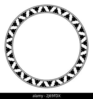 Motif triangulaire cranté dans un cadre circulaire. Les triangles noirs, disposés en alternance, avec des zones découpées, produisent un motif dentelé. Banque D'Images