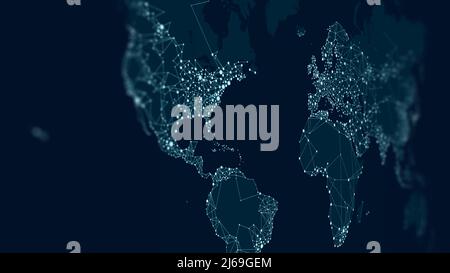Carte du réseau de communication du monde, écran de surveillance en perspective pour les présentations Banque D'Images
