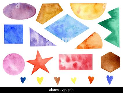 Collection aquarelle de formes géométriques. Peut être utilisé sur des thèmes d'école, de sciences, de mathématiques, d'affaires Banque D'Images