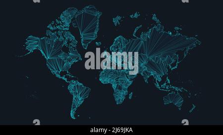 Carte du monde avec nœuds du concept d'entreprise mondial, illustration vectorielle des interconnexions réseau, arrière-plan technologique futuriste Illustration de Vecteur
