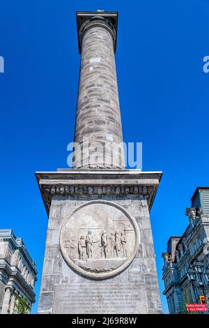 Détail de l'architecture de la colonne Nelson dans la vieille ville. Le quartier historique est un site classé au patrimoine mondial de l'UNESCO et une attraction touristique majeure de Th Banque D'Images