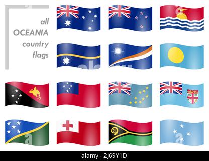 Collection de drapeaux de tous les pays d'Océanie et d'Australie Illustration de Vecteur