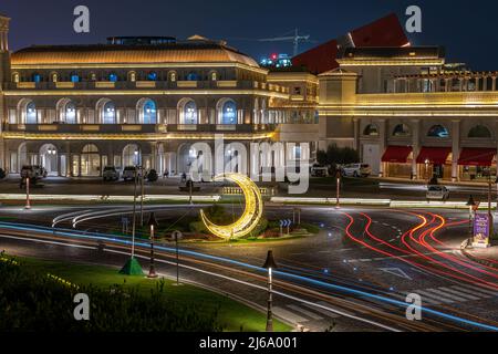 Katara Kultural village vue des Galeries Lafayette, destination touristique populaire à Doha, Qatar Banque D'Images