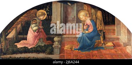 L'Annonciation de FRA Filippo Lippi (c.1406-1469), tempérament des oeufs sur le bois, c. 1450-53 Banque D'Images
