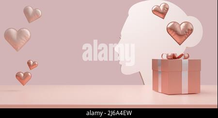 Happy Mothers day design abstrait bannière arrière-plan avec espace de copie pour texte 3D rendu Banque D'Images