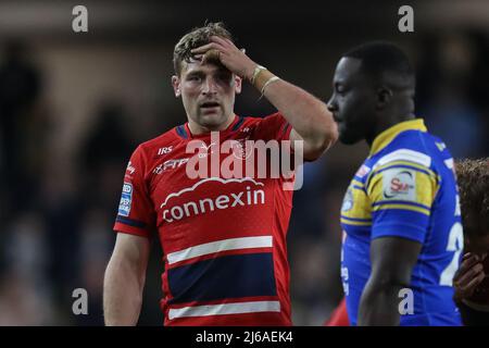 Un Jimmy Keinhorst (18) abattu de Hull KR après le match Banque D'Images