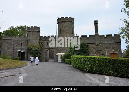 ALUPKA, CRIMÉE – 03 JUIN 2019 : la façade du palais de Vorontsov. Architecture et cour du palais Vorontsov à Alupka Banque D'Images