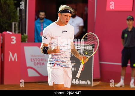 Estoril, Portugal. 29th avril 2022. Alejandro Davidovich Fokina d'Espagne réagit pendant le tournoi de tennis ATP 250 de Millennium Estoril Open final au Clube de Tenis do Estoril.final score: Alejandro Davidovich Fokina 1:2 Frances Tiafoe crédit: SOPA Images Limited/Alay Live News Banque D'Images