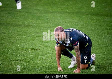 Melbourne, Australie, 29 avril 2022. Jason Davidson de la victoire de Melbourne lors du match De football A-League entre Melbourne Victory et Wellington Phoenix à l'AAMI Park le 29 avril 2022 à Melbourne, en Australie. Crédit : Dave Helison/Speed Media/Alamy Live News Banque D'Images