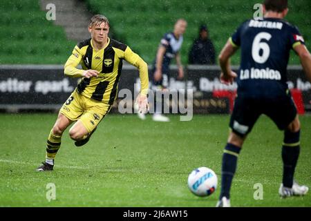 Melbourne, Australie, 29 avril 2022. Ben Waine de Wellington Phoenix lors du match De football A-League entre Melbourne Victory et Wellington Phoenix à l'AAMI Park le 29 avril 2022 à Melbourne, en Australie. Crédit : Dave Helison/Speed Media/Alamy Live News Banque D'Images