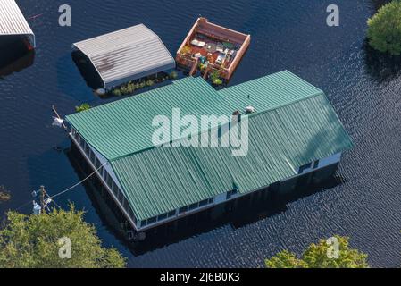 Bladen County, NC, 18 septembre 2018 -- vue aérienne des inondations de l'ouragan Florence. Banque D'Images