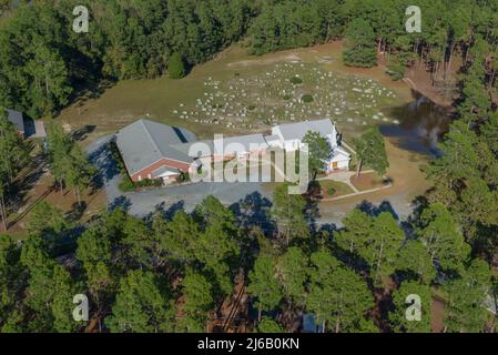 Bladen County, NC, 18 septembre 2018 -- vue aérienne des inondations de l'ouragan Florence. Banque D'Images