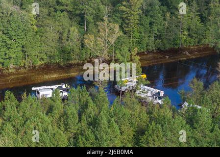 Bladen County, NC, 18 septembre 2018 -- vue aérienne des inondations de l'ouragan Florence. Banque D'Images