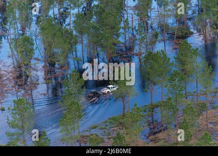 Bladen County, NC, 18 septembre 2018 -- vue aérienne des inondations de l'ouragan Florence. Banque D'Images