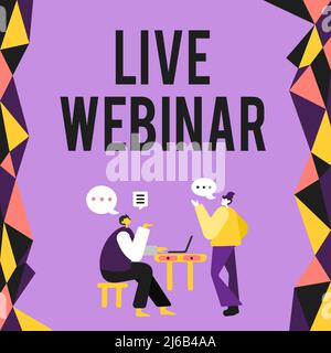 Webinaire en direct sur l'écriture manuscrite. Concept signification Séminaire interactif transmis sur le Web collaborateurs en temps réel ayant une réunion discutant de l'avenir Banque D'Images