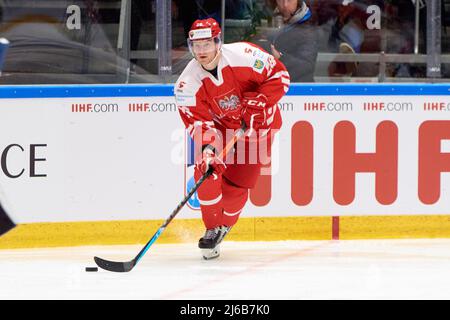 TYCHY, POLOGNE - 29 AVRIL 2022: Match de hockey de l'IIHF 2022 Championnat du monde de hockey sur glace Div 1B Serbie - Pologne Banque D'Images