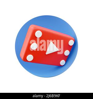 3D icône de rendu de film. 3d rendermovie clapper icône symbole lecteur vidéo, audio. 3d rendu. Banque D'Images