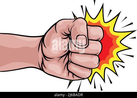Poing Punch main Comic Pop Art dessin explosion Illustration de Vecteur
