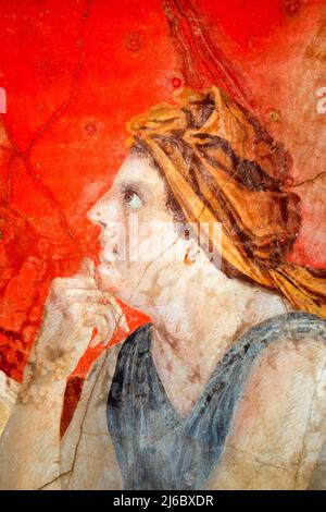 Fresques anciennes de Pompéi dans le Musée Archéologique National de Naples Italie Banque D'Images