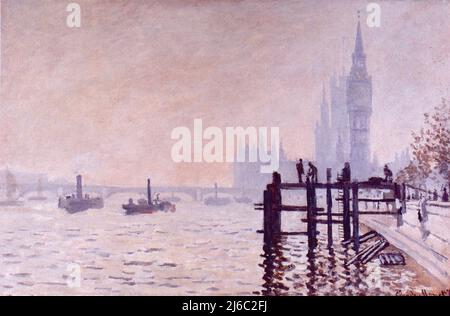 La Tamise au-dessous de Westminster, peinture de l'artiste français Claude Monet, 1871 Banque D'Images