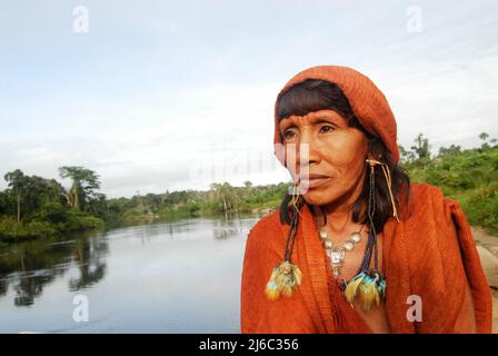 Femme indienne de la tribu Amazone d'Arawete au Brésil Banque D'Images