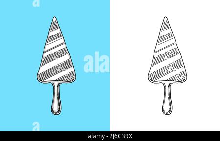 Spatule à aliments. Outils alimentaires. Dessin dessiné à la main dans un style vintage de caniche. Illustration de Vecteur