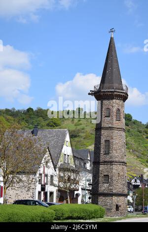 Alter Fährturm in Hatzenport an der Mosel Banque D'Images