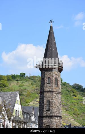 Alter Fährturm in Hatzenport an der Mosel Banque D'Images