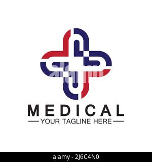 Croix médicale et santé Pharmacie modèle vectoriel Logo Illustration de Vecteur