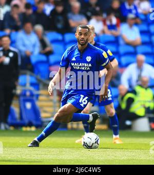 30th avril 2022 : Cardiff City Stadium, Cardiff, pays de Galles ; championnat de football, Cardiff City versus Birmingham ; Curtis Nelson de Cardiff City Banque D'Images