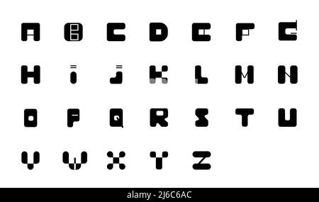 Alphabet anglais, lettres noires et blanches Illustration de Vecteur