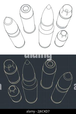 Illustration vectorielle stylisée de dessins isométriques de puces de divers calibres Illustration de Vecteur