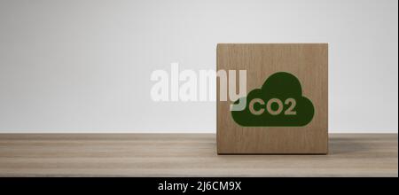 Concept décrivant la question des émissions de dioxyde de carbone et son impact sur la nature CO2 symbole 3D rend Banque D'Images