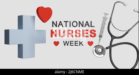 La Journée nationale des infirmières est aux États-Unis le 6th mai de chaque année, pour souligner la contribution des infirmières à la société. 3D rendu Banque D'Images