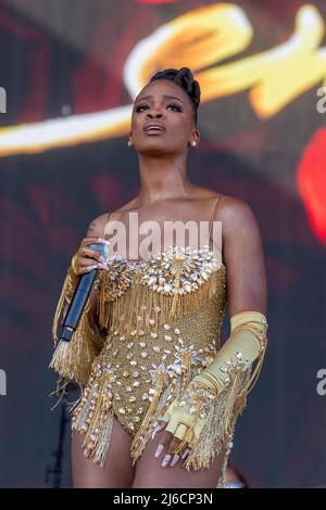 ARI Lennox au Coachella Music and Arts Festival le 22 avril 2022, à l'Empire Polo Club à Indio, Californie (photo de Daniel DeSlover/Sipa USA) Banque D'Images