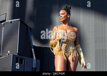 ARI Lennox au Coachella Music and Arts Festival le 22 avril 2022, à l'Empire Polo Club à Indio, Californie (photo de Daniel DeSlover/Sipa USA) Banque D'Images