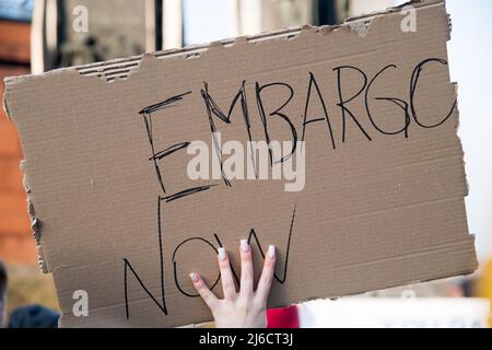 Manifestation anti-guerre contre l'invasion russe en Ukraine. Gdansk, Pologne, avril 29th 2022 © Wojciech Strozyk / Alamy stock photo Banque D'Images