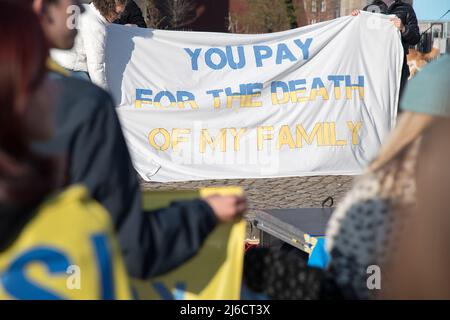 Manifestation anti-guerre contre l'invasion russe en Ukraine. Gdansk, Pologne, avril 29th 2022 © Wojciech Strozyk / Alamy stock photo Banque D'Images