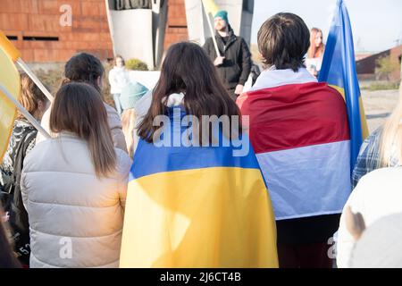 Manifestation anti-guerre contre l'invasion russe en Ukraine. Gdansk, Pologne, avril 29th 2022 © Wojciech Strozyk / Alamy stock photo Banque D'Images