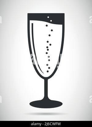 Illustration vectorielle représentant un verre de vin mousseux et un symbole de fête des boissons Illustration de Vecteur