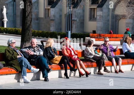 Budapest voisins et amis se rassemblent, Hongrie. Banque D'Images