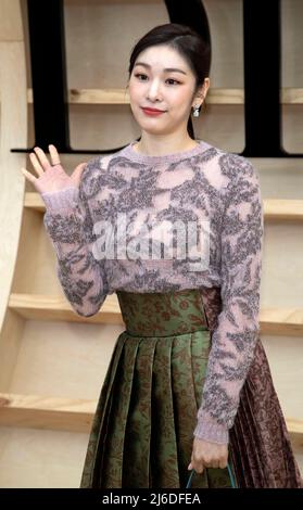 Yuna Kim, ancienne championne olympique de patinage artistique sud-coréenne, assiste à un appel photo pour la collection de Dior automne 2022 à Séoul, en Corée du Sud, le 30 avril 2022. (Photo de Lee Young-ho/Sipa USA) Banque D'Images