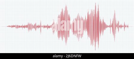 Mesure du sismographe ou graphique du détecteur lie. Mesures sismiques avec enregistrement de données. Illustration vectorielle sur fond de grille Illustration de Vecteur