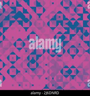 Texture géométrique - carrés et triangles, énergique, tons magenta jeu de couleurs Banque D'Images